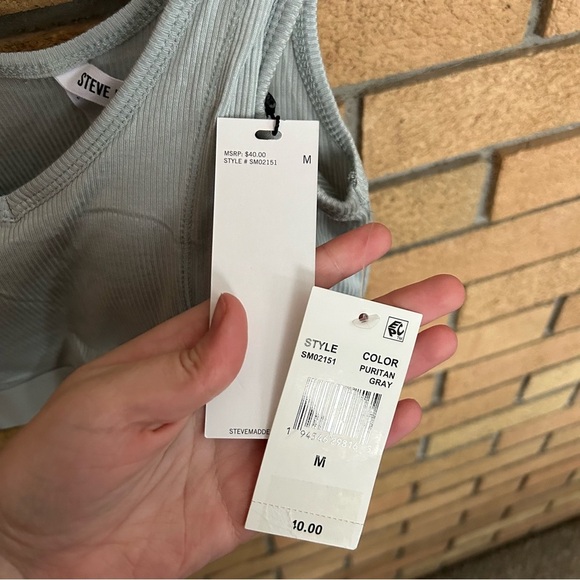 NWT Steve Madden Women’s Ribbed Stretch Bralette Puritan Gray Size Medium - Picture 3 of 5